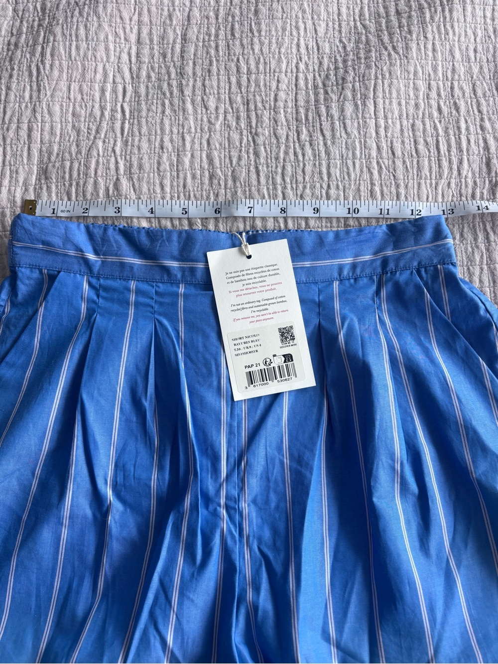 NWT Sézane Nicolo Shorts in Blue Stripes Size 4/36 - Picture 7 of 8